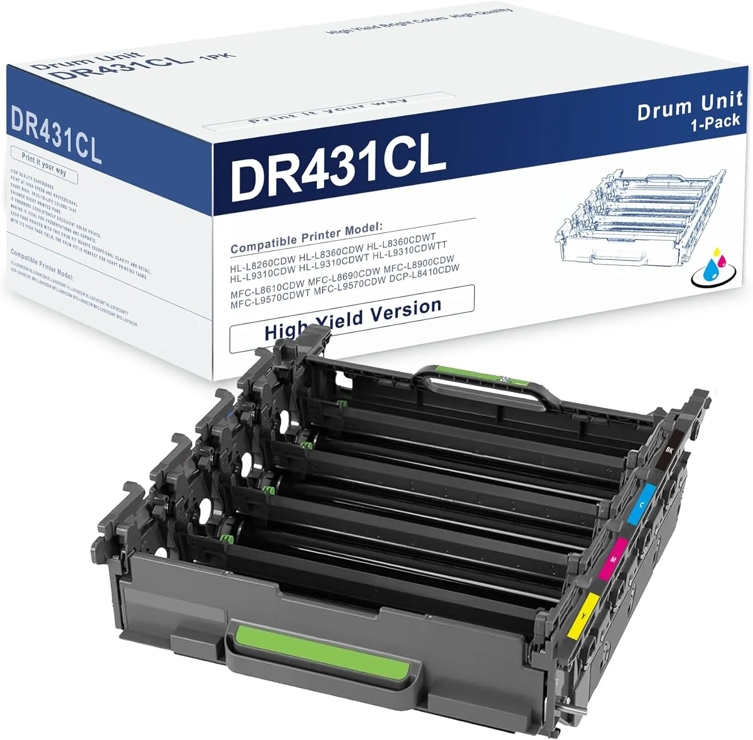 DR431CL Drum Unit 30,000 Pages DR-431CL Replacement for Brother DR431 Work with MFC-L8900CDW Drum HL-L8360CDW HL-L8260CDW MFC-L8610CDW(DR 431CL 1-Pack; Toner Not Included)
