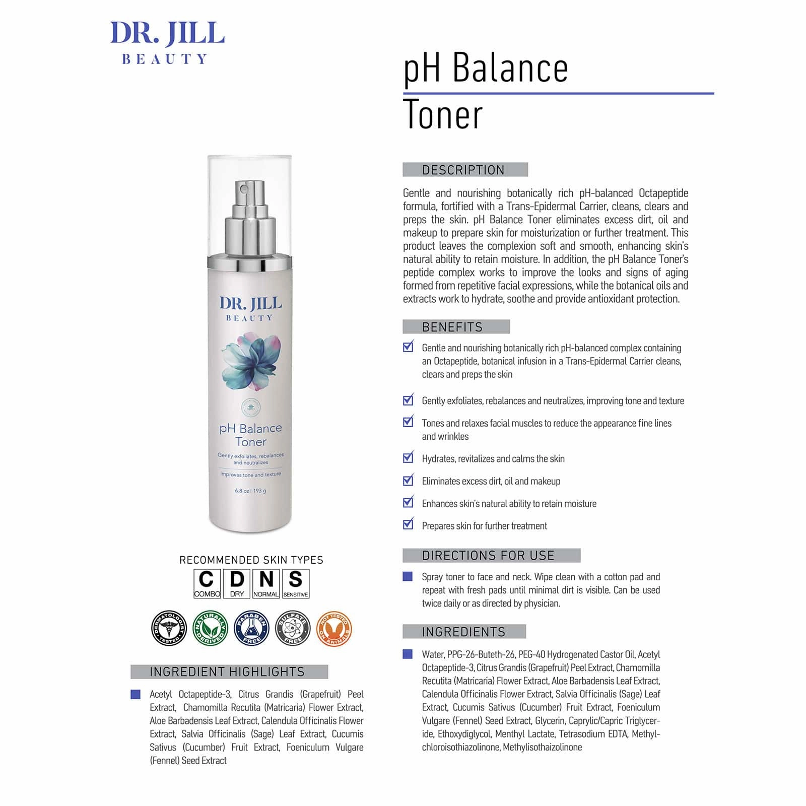 Dr. Jill Beauty - pH Balance Toner 6.8 oz.