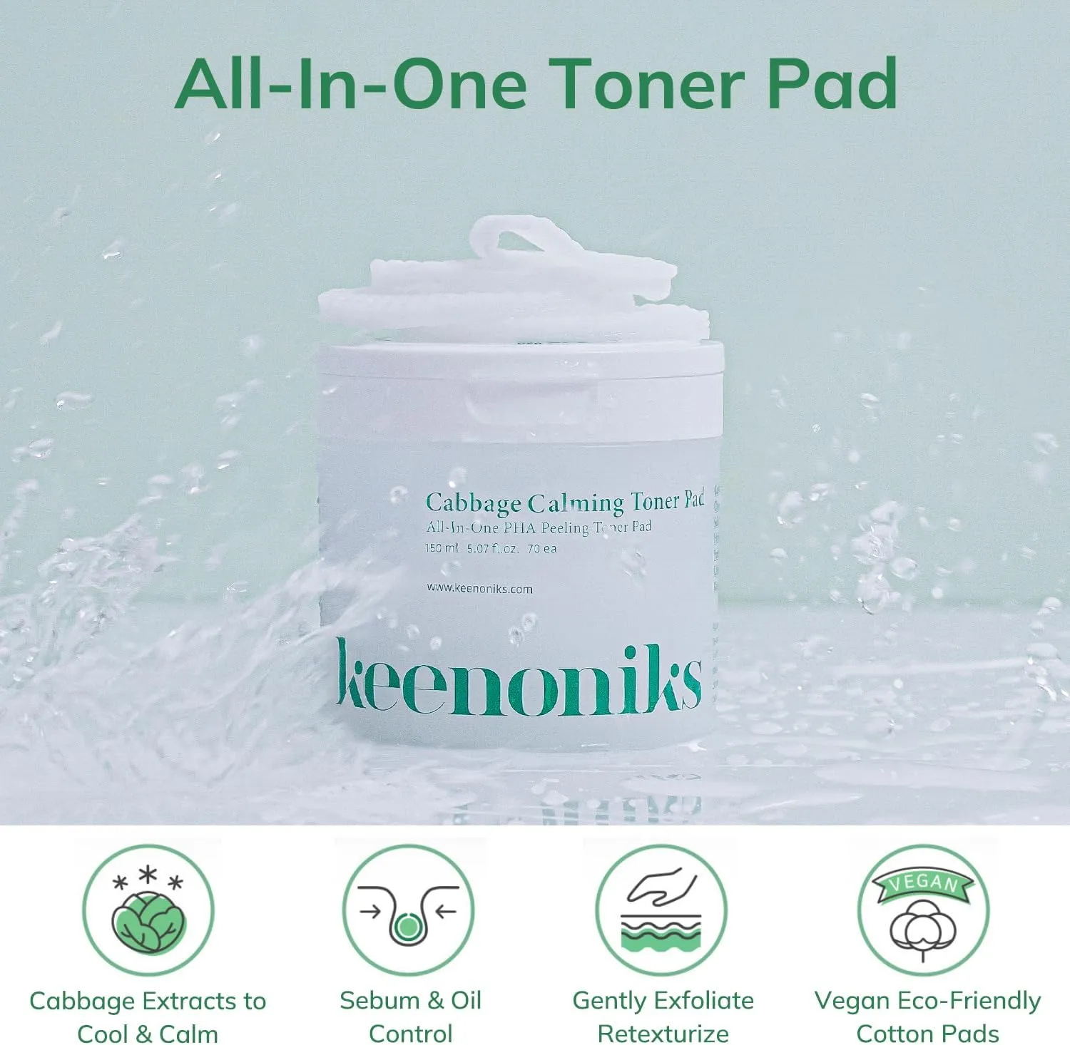 Dual Texture Toner Pads with Essence 70ea Value Pack - Cabbage Calming to Soothe, Minimize Pores and Control Sebum | Wipes for Mild Exfoliator, Skin Balancing | Korean Skincare - (5.07Oz)