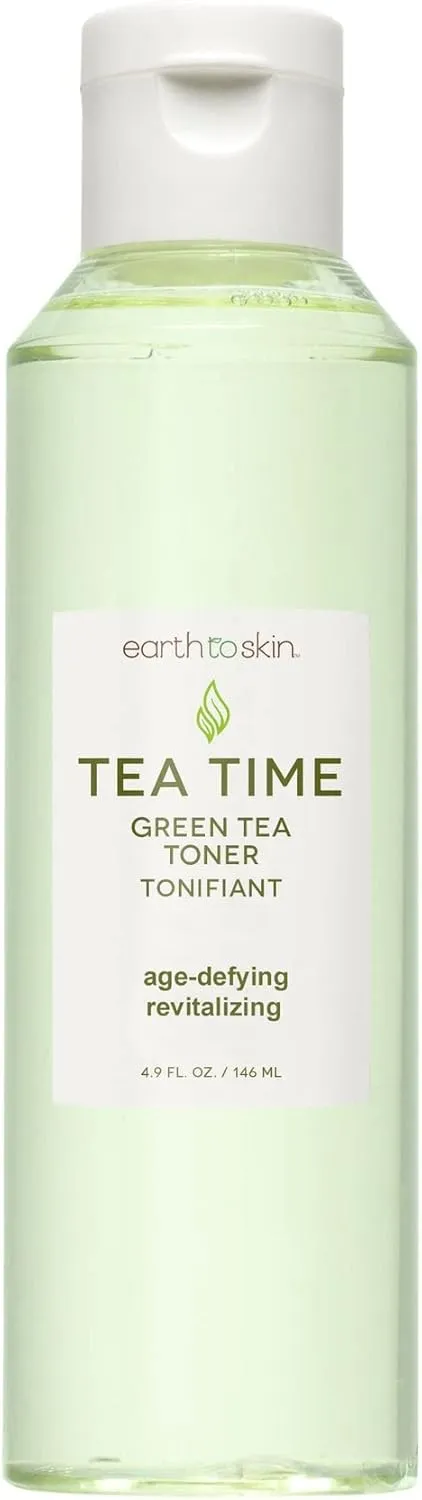 Earth To Skin Tea Time Green Tea Anti-Aging Face Toner, Natural Nourishment, Purify & Cleanse Facial Toner for All Skin Types (4.9 Fl Oz)