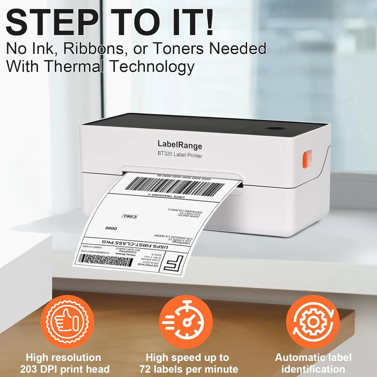 Ecommerce Label Printer 4x6, Bluetooth Thermal Shipping Label Printer for Small Business, Compatible with Android, iOS, Windows, Amazon, Ebay, Shopify, Etsy, USPS, Pirate Ship, Shippo