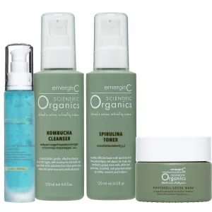emerginC Face Care Set with Active Hydrating Complex Gel Moisturizer (1.6 oz, 50 ml), Spirulina Toner (4 oz, 120 ml), Kombucha Cleanser Wash (4 oz, 120 ml) & Phytocell Detox Face Mask (1.6 oz, 50 ml)