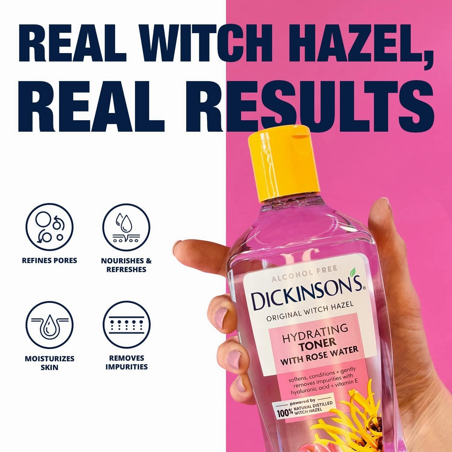 Enhanced Witch Hazel Hydrating Toner with Rosewater, Alcohol Free, 98% Natural Formula, 16 Fl Oz (Pack of 1)