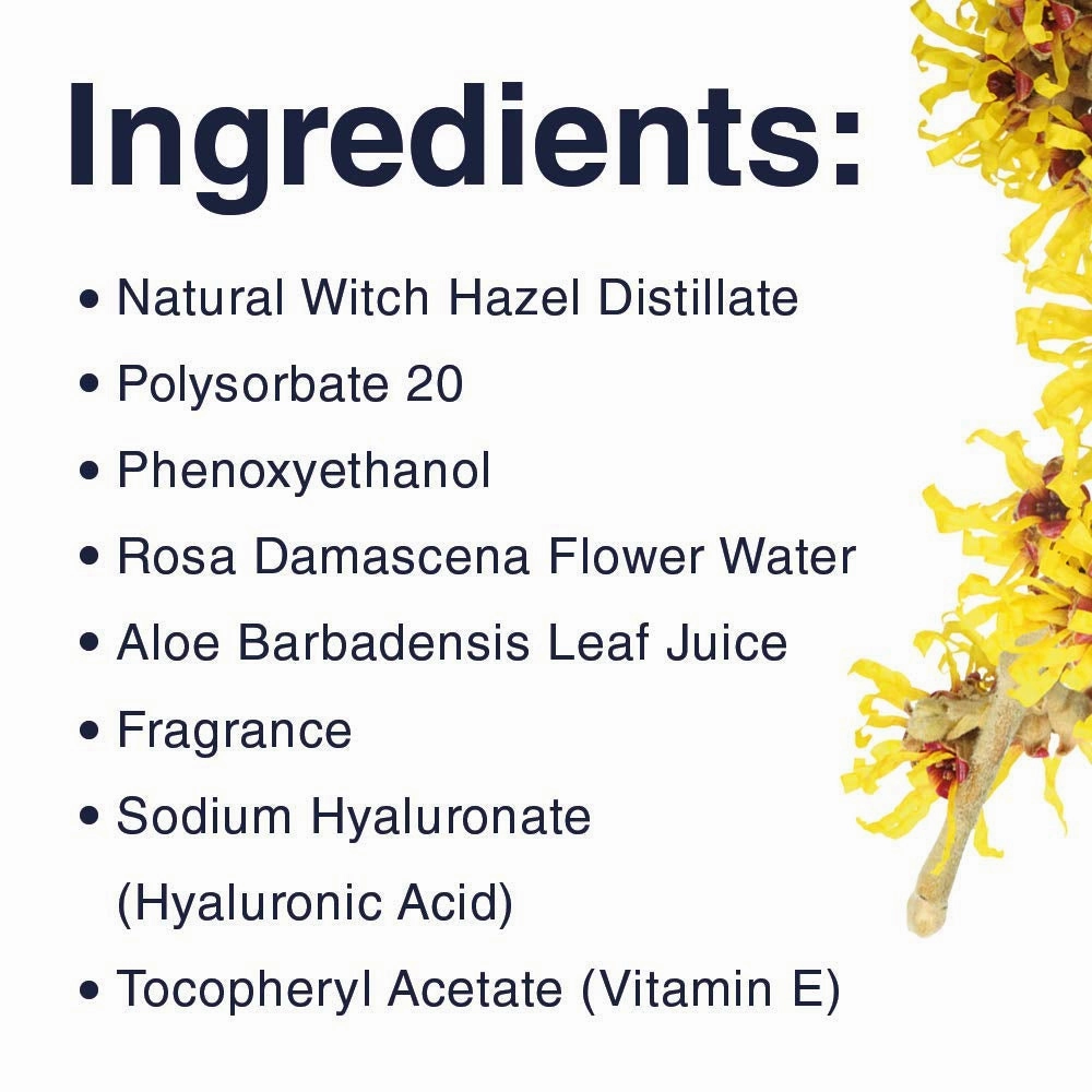 Enhanced Witch Hazel Hydrating Toner with Rosewater, Alcohol Free, 98% Natural Formula, 16 Fl Oz (Pack of 1)