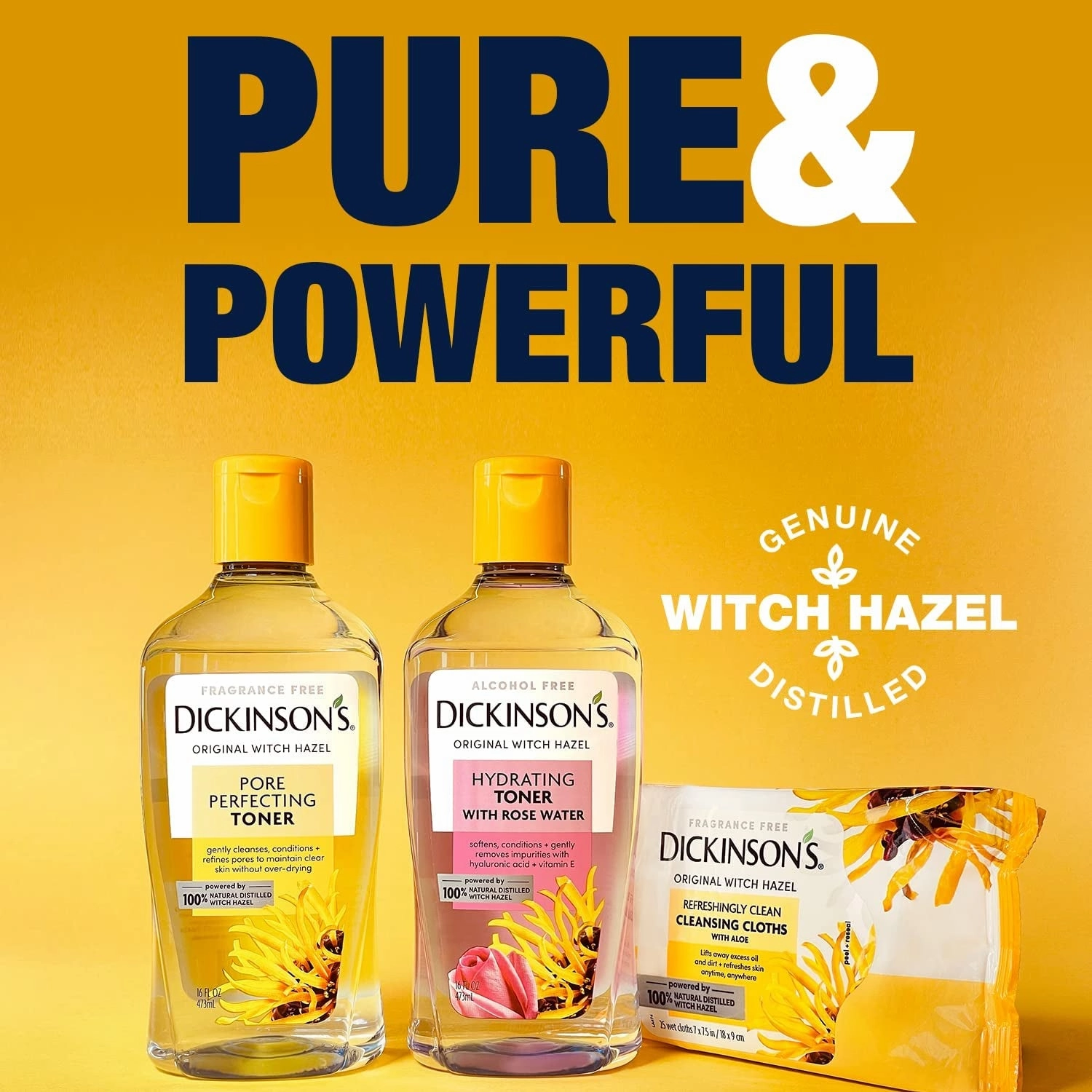 Enhanced Witch Hazel Hydrating Toner with Rosewater, Alcohol Free, 98% Natural Formula, 16 Fl Oz (Pack of 1)