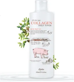 Esfolio Collagen Daily Toner – Hydrating & Firming Facial Toner with Hydrolyzed Collagen, Moisturizing & Soothing Skincare for All Skin Types, Anti-Aging & pH Balancing Korean Beauty (9.12OZ/270ML)