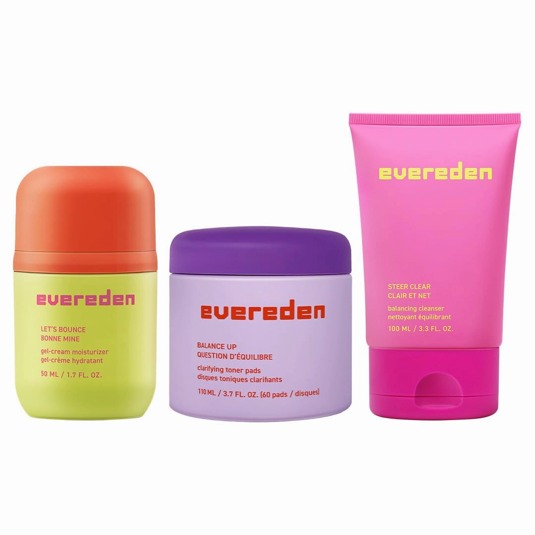 Evereden Pre-Teen Collection: Triple Green Tea Steer Clear Balancing Jelly Cleanser Pre Teen Face Wash, Let's Bounce Gel-Cream Teen Face Moisturizer, & Balance Up Water-Based Toner Pads for Face