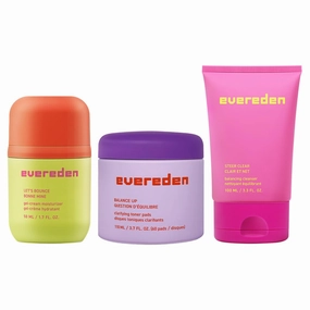 Evereden Pre-Teen Collection: Triple Green Tea Steer Clear Balancing Jelly Cleanser Pre Teen Face Wash, Let's Bounce Gel-Cream Teen Face Moisturizer, & Balance Up Water-Based Toner Pads for Face