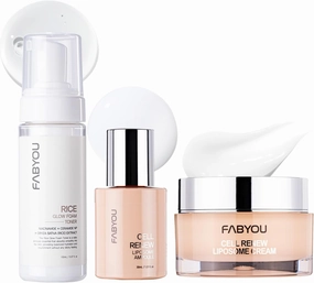 FABYOU Skin Revitalizing Daily Routine Set – Rice Glow Bubble Toner, EGF Cell Renew Ampoule & Stem Cell Facial Cream for Skin Recovery, Deep Hydration, and Anti-Aging