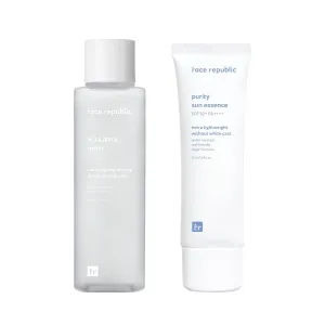 Face Republic Exfoliate & Protect - AHA/BHA Toner   Purity Sun Essence | Pore Refining, Clarifying Toner | SPF 50  Broad Spectrum UV Sunscreen | Vegan Korean Skin care