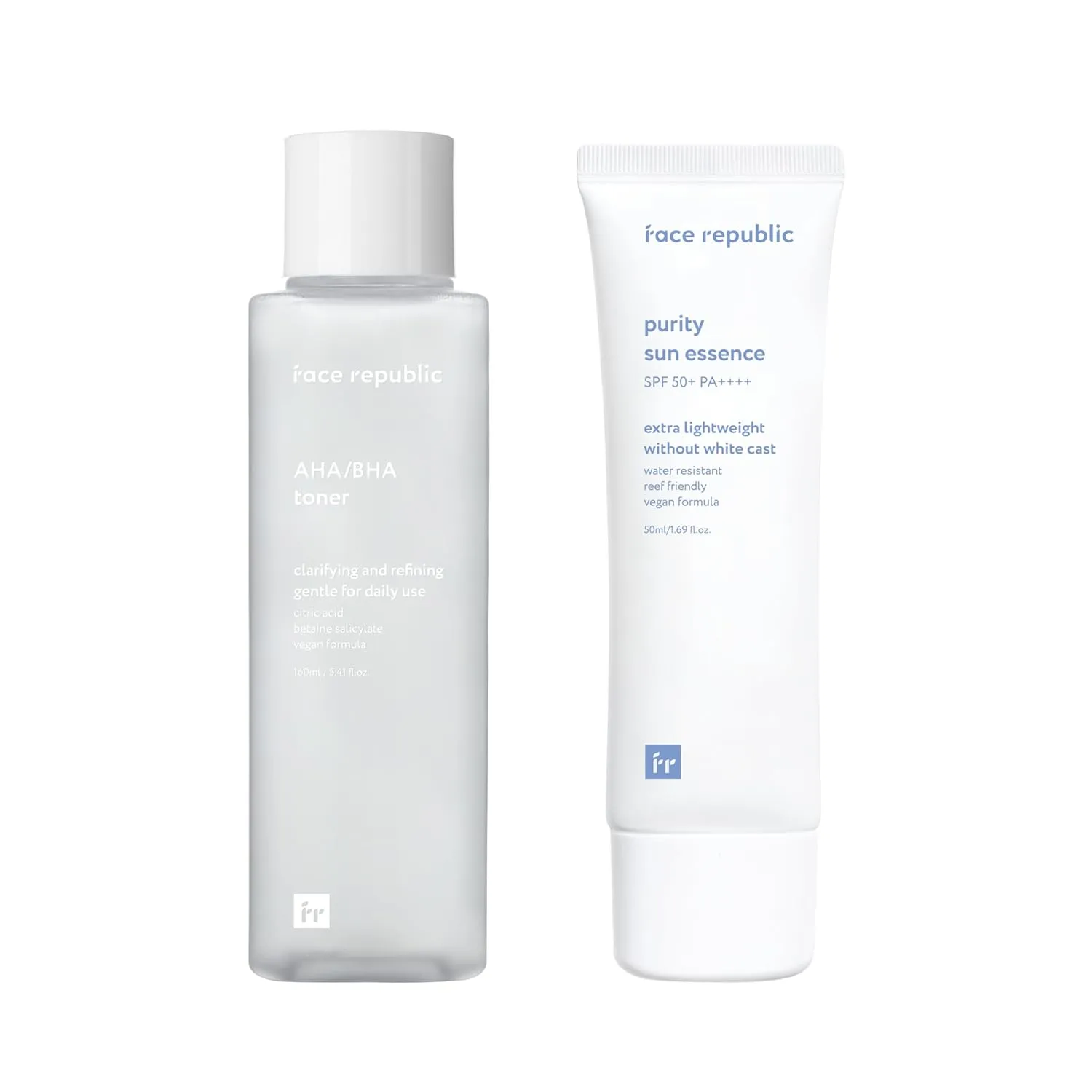 Face Republic Exfoliate & Protect - AHA/BHA Toner   Purity Sun Essence | Pore Refining, Clarifying Toner | SPF 50  Broad Spectrum UV Sunscreen | Vegan Korean Skin care
