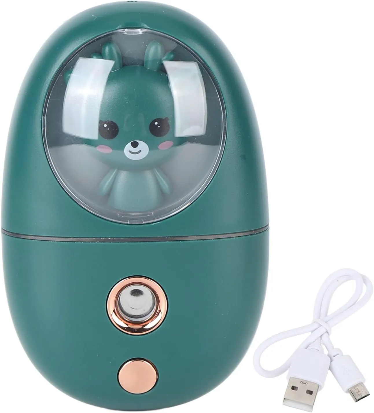 Face Steamer, 35ml Facial Steamer Cute Animal Portable Face Steamer Face Humidifier USB Rechargeable Mist Sprayer for Skin Care (Green)
