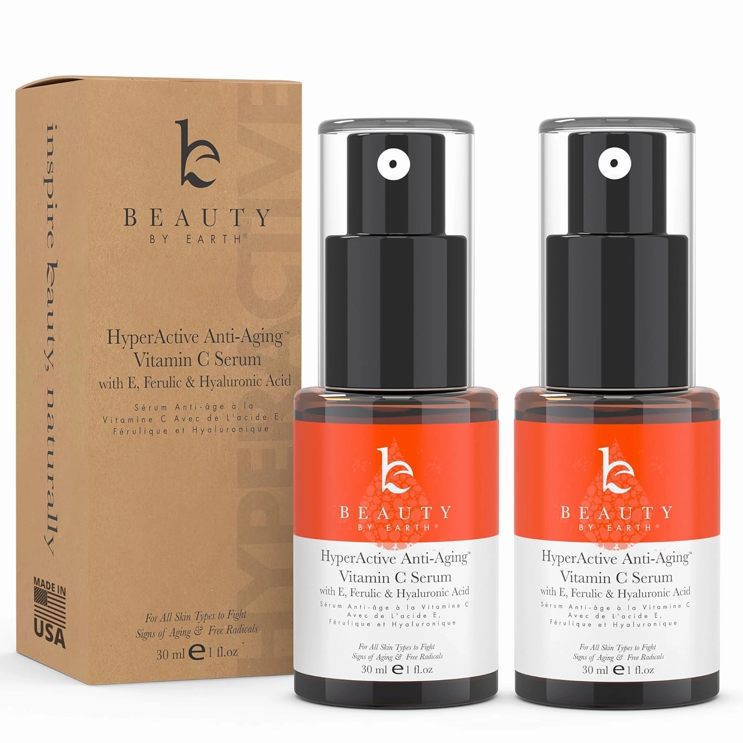 Face Serum - Vitamin C Serum for Face Anti Aging Serum with Hyaluronic Acid & Ferulic Acid Brightening Serum, Anti Wrinkle Serum for Face (2 Fl Oz)