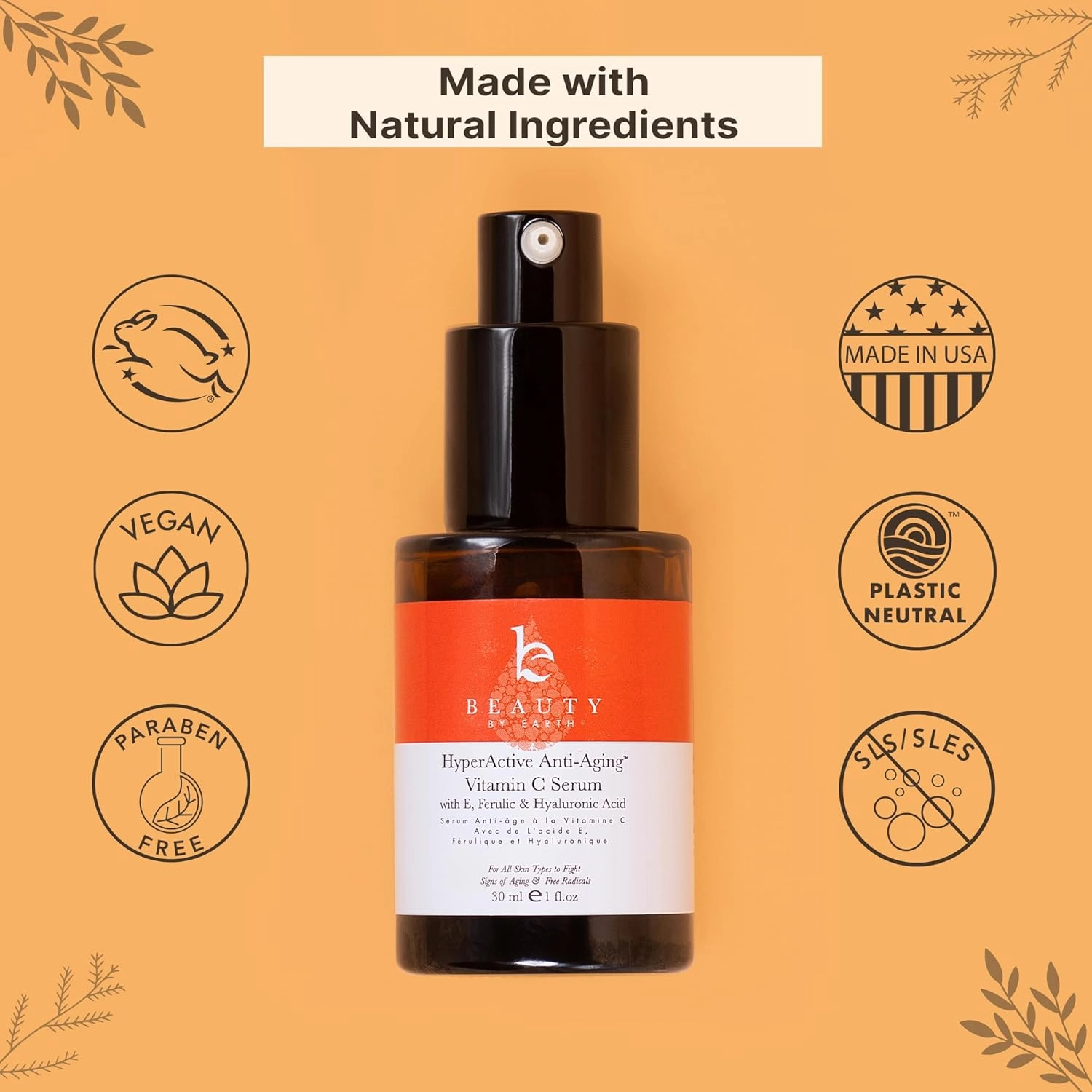 Face Serum - Vitamin C Serum for Face Anti Aging Serum with Hyaluronic Acid & Ferulic Acid Brightening Serum, Anti Wrinkle Serum for Face (2 Fl Oz)
