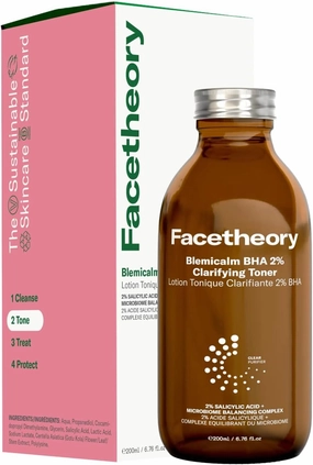 facetheory Blemicalm BHA 2% Clarifying Toner - Oil-Control, Blemish-Fighting Toner with Microbiome Balancing Complex - for Clear, Smooth Skin (200 ml)