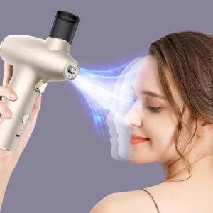 Facial Steamer-Face Mister Nano Hydration Oxygen Sprayer,Daily Hydration for Maximum Serum Absorption Deep Clean & Tighten Skin,Red and Blue Light Professional Home Facial SPA (Champagne Gold)