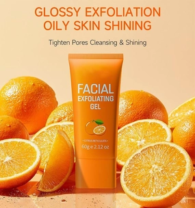 Facial Exfoliating Gel – Orange Enzyme Exfoliator, Purifying Exfoliating Gel 60 g / 2.12 oz | Natural Plant Formula for Pore Refining, Hydrating & Skin Radiance (2 Pcs)