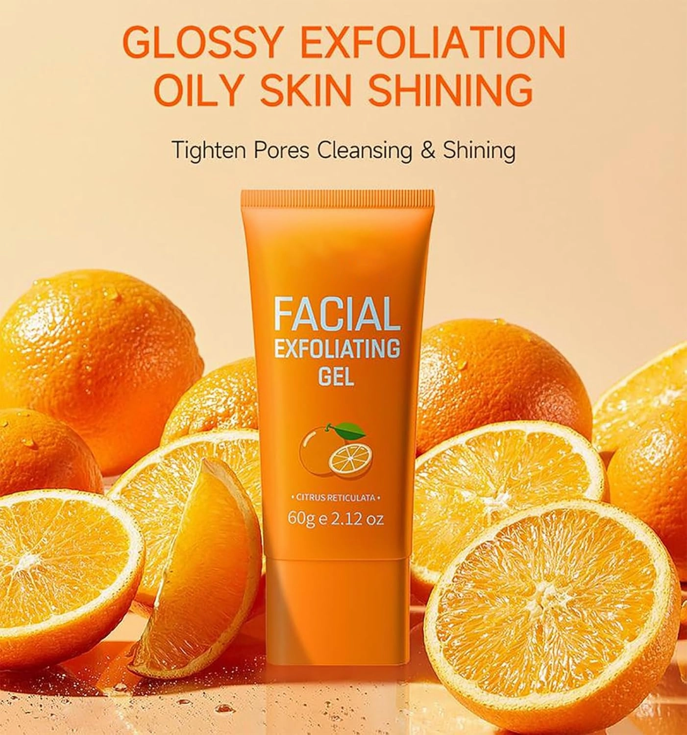Facial Exfoliating Gel – Orange Enzyme Exfoliator, Purifying Exfoliating Gel 60 g / 2.12 oz | Natural Plant Formula for Pore Refining, Hydrating & Skin Radiance (2 Pcs)