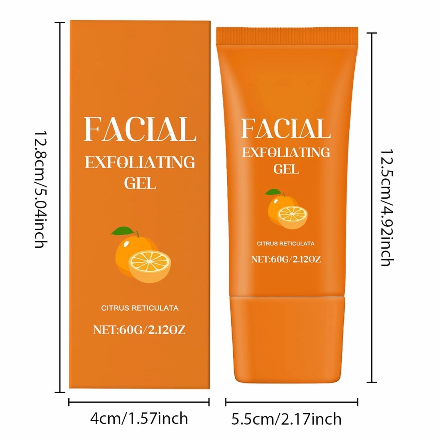 Facial Exfoliating Gel, Facial Exfoliant Gel, Orange Exfoliator, Hydrating Facial Scrub, Gentle Facial and Body Scrub (2PCS, M)