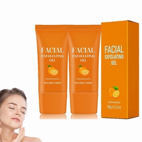 Facial Exfoliating Gel, Facial Exfoliant Gel, Orange Exfoliator, Hydrating Facial Scrub, Gentle Facial and Body Scrub (2PCS, M)