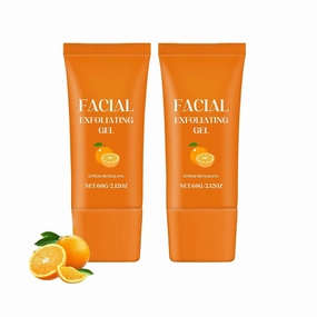 Facial Exfoliating Gel, Orange Enzyme Gentle Hydrating Scrub, Deep Cleansing Scrub with Natural Orange Extract for Pore Refining, Smooth & Glowing Skin, for All Skin Types (2PCS)