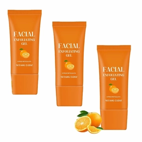 Facial Exfoliating Gel, Orange Enzyme Gentle Hydrating Scrub, Deep Cleansing Scrub with Natural Orange Extract for Pore Refining, Smooth & Glowing Skin, for All Skin Types (3PCS)