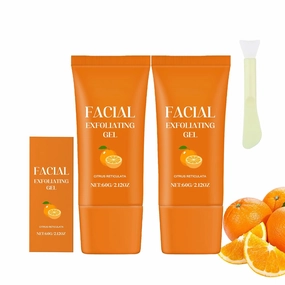 Facial Exfoliating Gel, Orange Exfoliating Whitening Gel Scrub, Facial Exfoliante GelDe Naranja, Deep Cleansing Exfoliating Scrub Face Body Skin (2PCS)