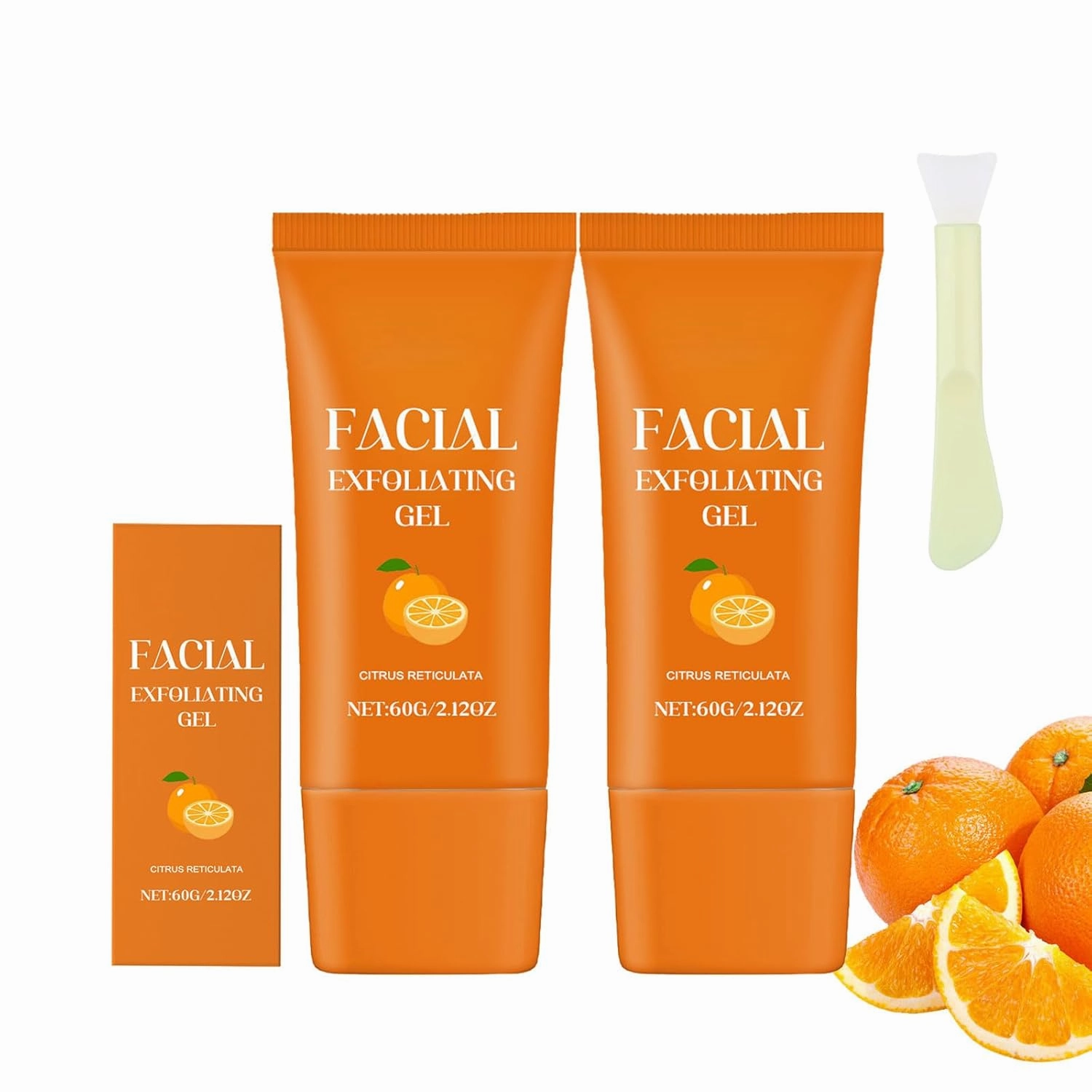 Facial Exfoliating Gel, Orange Exfoliating Whitening Gel Scrub, Facial Exfoliante GelDe Naranja, Deep Cleansing Exfoliating Scrub Face Body Skin (2PCS)