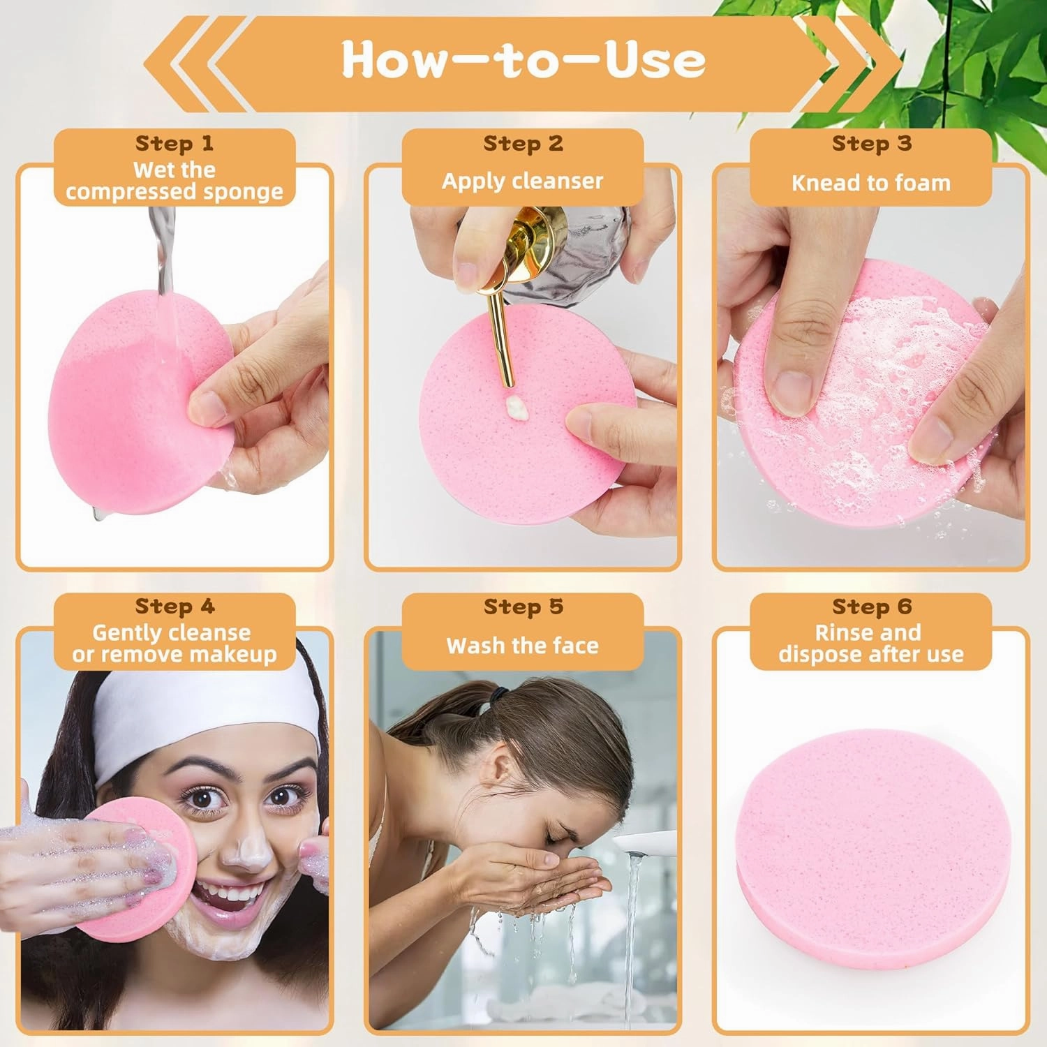 Facial Sponges – 240 Count – Efforest Compressed Face Sponge for Face Wash Cleansing, Sponges Pads Exfoliating Mask, Makeup Removal