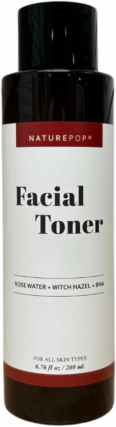 Facial Toner by NATUREPOP - Oil Free, BHA, Rose Water, Witch Hazel and Vitamin C - Acne & Pore Sebum Control 200 mL / 6.76 oz Made in Korea
