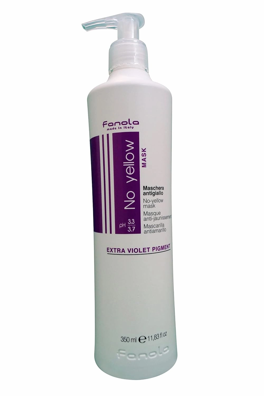 Fanola No Yellow Hair Mask With Purple Violet Pigments To Eliminate Unwanted Yellow Tones & Brassiness In Platinum, Light Blonde, Gray, Bleached, or Highlighted Hair - 11.83oz (Pack of 2)
