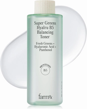 Farm Rx Super Greens Hyalru B5 Balancing Toner (6.4fl oz) - Lightweight, Hydrating, Soothing, Water-Based. Korean Skin Care. Hyaluronic Acid, Panthenol, Vegan.
