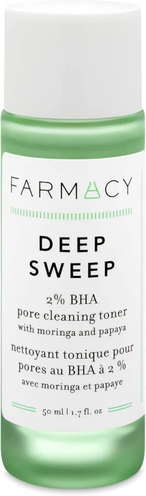 Farmacy 2% Salicylic Acid Toner for Face - Deep Sweep Gentle BHA Exfoliant for Oily Skin - Refines Texture with Papaya Enzymes & Moringa Water for a Healthy-Looking Complexion (50ml)