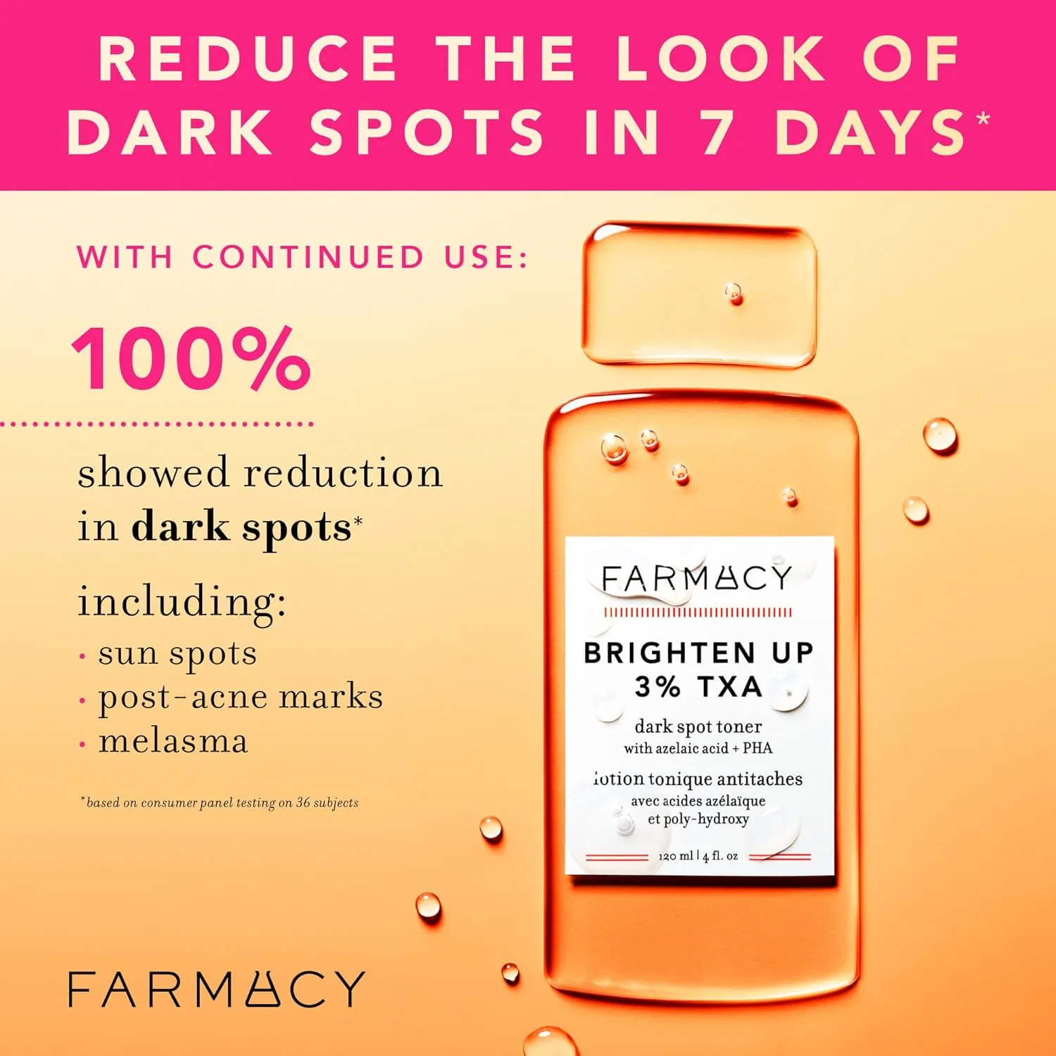 Farmacy 3% TXA Toner for Face - Brightening Face Toner for Oily Skin - Liquid Exfoliant with Azelaic Acid   5% PHA to Target Visible Dullness   Help Reduce Uneven Skin Tone (120ml)