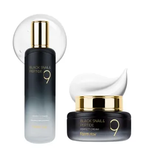 Farmstay Black Snail & Peptide 9 Perfect Toner   Cream, Snail Mucin Toner for Elastic & Glow Skin, Moisturizing & Anti-Aging, Korean Skin Care, for Women & Men
