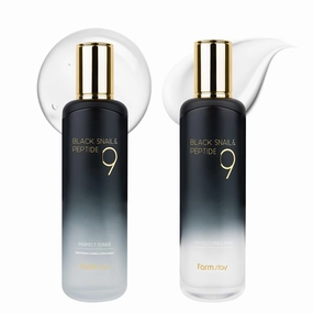 FARMSTAY Black Snail & Peptide 9 Perfect Toner   Emulsion, Snail Mucin Moisturizer for Elastic & Glow Skin, Hydrating & Soften, Anti-Aging, Skin Barrier Repair, for Women & Men, Korean Skin Care