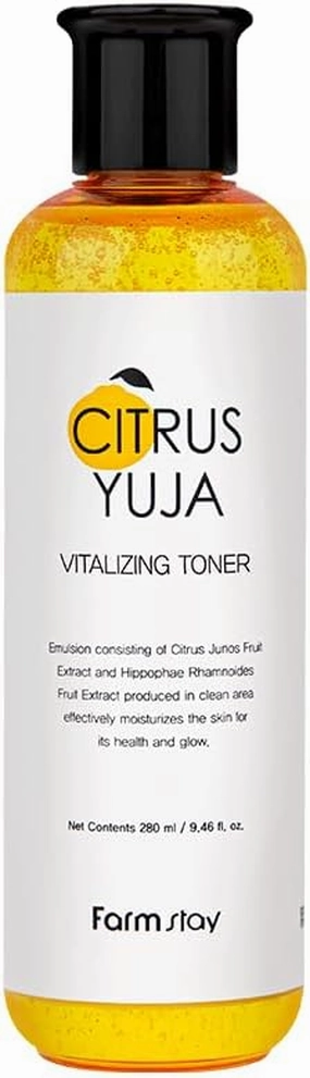 Farmstay Citrus Yuja Vitalizing Toner – Vitamin C Facial Toner for Dry & Sensitive Skin, Dark Spot Correcting, Moisturizing & pH-Balancing, Smoothing, Korean Skin Care, for Women & Men, 9.46 fl. oz.
