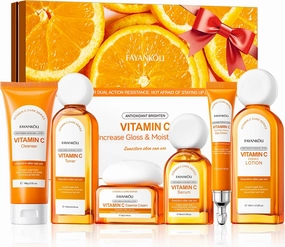 FAYANKOU 6-Piece Hydrating Skincare Set with Vitamin C & Niacinamide – Radiance Boost, Moisturizing, Anti-Aging, Serum, Cleanser,Moisturizer, Eye Cream Body Lotion | All Skin Types,TikTok Popular Set