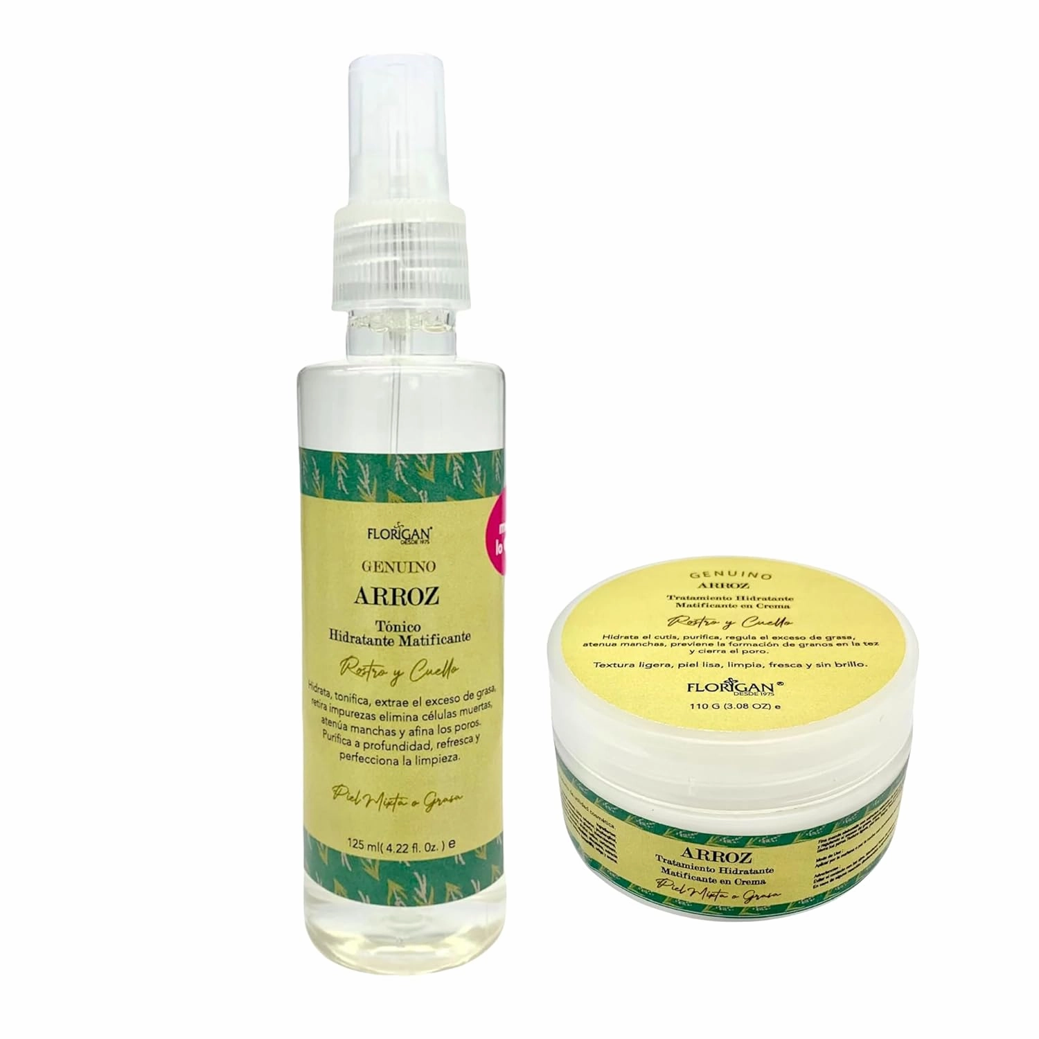 Florigan Face & Neck Mattifying Treatment Set Cream & Tonic Arroz Genuino