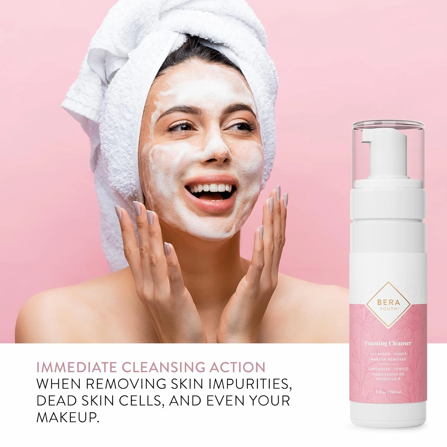 Foaming Facial Cleanser, Makeup Remover, Deep Cleanser, Skin Toner, Botanical Blend, 100% Natural Ingredients, Cruelty Free, by L’Eudine