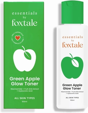 Foisxtales Green Apple Glow Toner with Niacinamide | Fruit AHA Extract and Hyaluronic Acid | Clinically Proven Brightening Ingredients | All Skin Types | Men & Women - 100ml