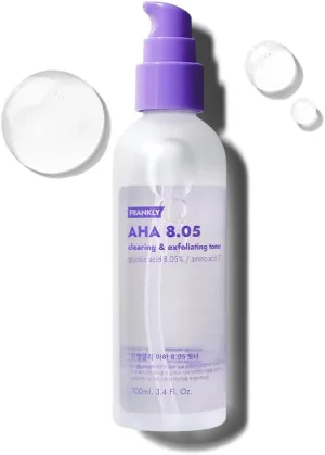FRANKLY AHA 8.05% Toner | Pore-Refining Exfoliator with Glycolic Acid, 17 Amino Acids, Hyaluronic Acid | Smooths Texture, Hydrates, Targets Flakiness | Korean Skin Care 3.38 fl oz