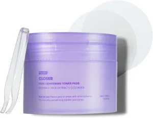 FRANKLY Pore Closer Toner Pads l Rice Jelly Pads with 9 Peptides, Vegan Collagen, Rice Extract l Pore Minimizer l Hydrating for All Skin Types l Korean Skin Care