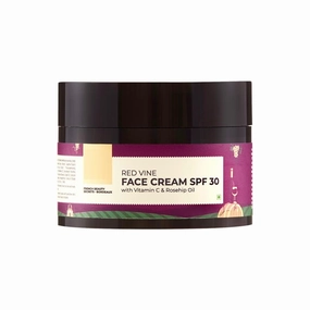 French Red Vine Face Cream with SPF 30 Sunscreen, Rosehip Oil & Vit C For Anti Ageing, Daily Use, Dry, Oily, Combination Skin, Men & Women, 50g