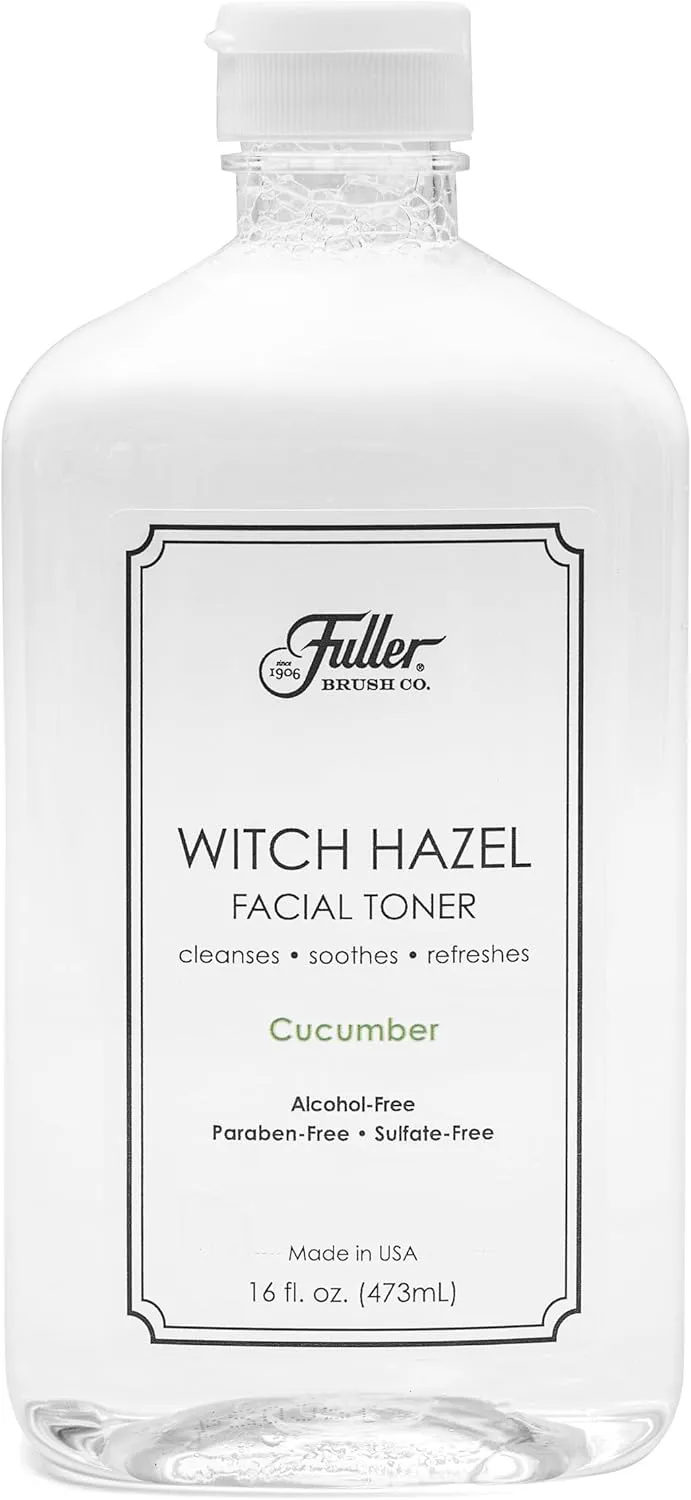 Fuller Brush Witch Hazel Facial Toner - Alcohol-Free, Organic Aloe Vera & Witch Hazel, 16 fl. oz, Paraben & Sulfate-Free, Cleanses - Soothes, Refreshes - Made in USA (Cucumber), Clear
