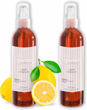 Garna Lemon Fruit Water Spray 6.8 fl oz (Pack of 2): Hydrosol Toner for All Skin Types, Hair & Skin Care - Citrus Refresh & Moisturizing Mist
