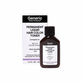 Generic Value Products T10 Pale Blonde Permanent Liquid Hair Color Toner, Cruelty Free, PPD Free, Helps Correct or Neutralize Unwanted Brassy Tones, Liquid for Quick and Easy Application, 1.4 Oz
