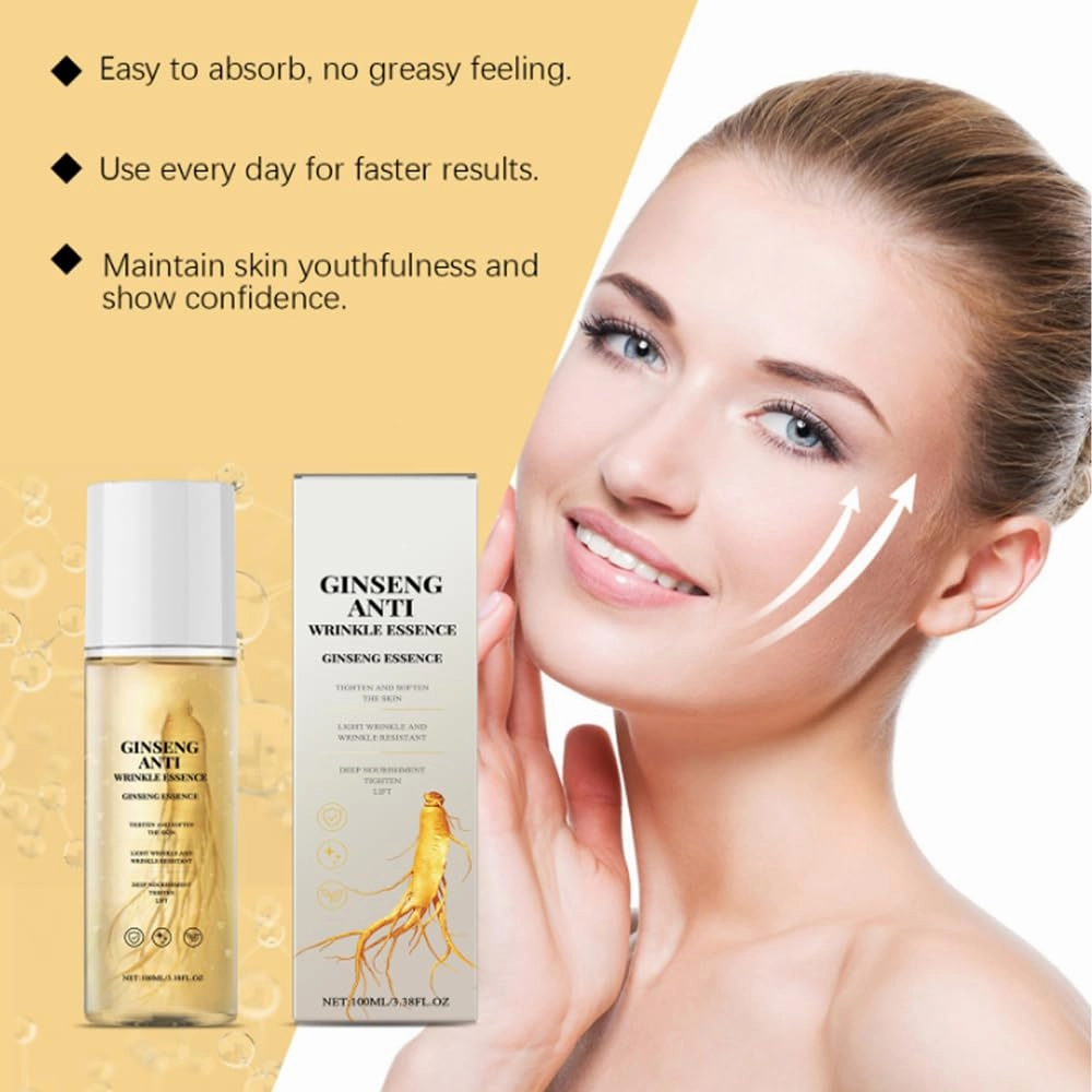 Ginseng Essence Anti Wrinkle Essence, Ginseng Anti Wrinkle Essence Oil, Ginseng Essence Water Hydrating Face Toner, Ginseng Anti-Wrinkle Firming Essence, Nourishing and Softening (1pcs)