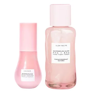 Glow Recipe Mini Niacinamide Dew Drops Facial Serum & Illuminating Makeup Primer (15 ml)   Mini Watermelon Glow PHA   BHA Facial Toner & Pore Minimizer with Hyaluronic Acid (40 ml)