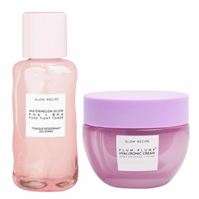Glow Recipe Glow Reciple Mini Watermelon Glow PHA   BHA Facial Toner & Pore Minimizer with Hyaluronic Acid (40 ml)   Plum Plump Hyaluronic Acid Moisturizer Face Cream for Dry Skin (50 ml)